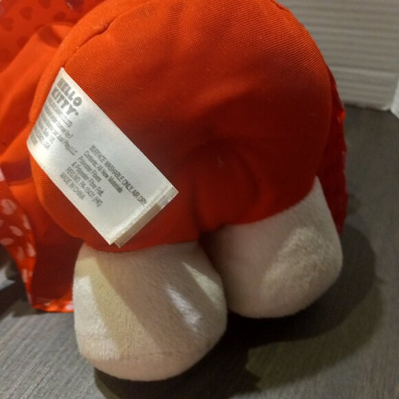 Sanrio 2018 Hello Kitty 12" Plush Red Dress Pink Hearts Red Hair Bow - Picture 9 of 9